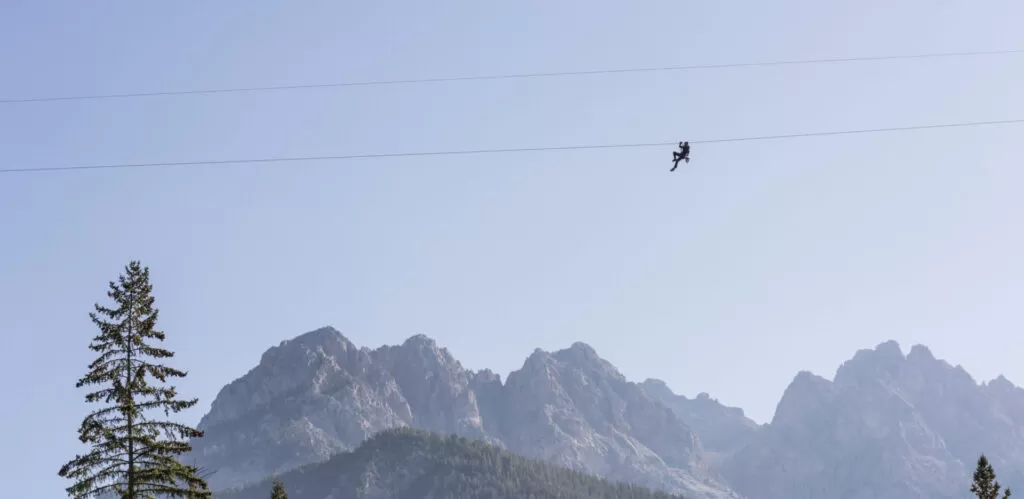 A visitor to Mineral Mountain Ziplines in Fairmont Hot Springs, BC.